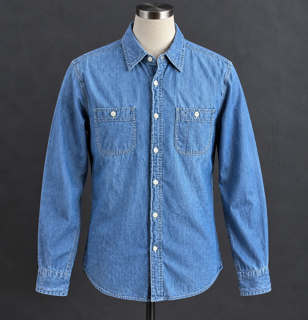 UNIQLO Men's Blue Chambray Denim Button Down Work Shirt Large
